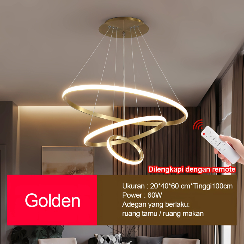 Lampu Gantung Led Emas Minimalis Lampu Kamar Tidur Modern Lampu Kristal Gantung Mewah