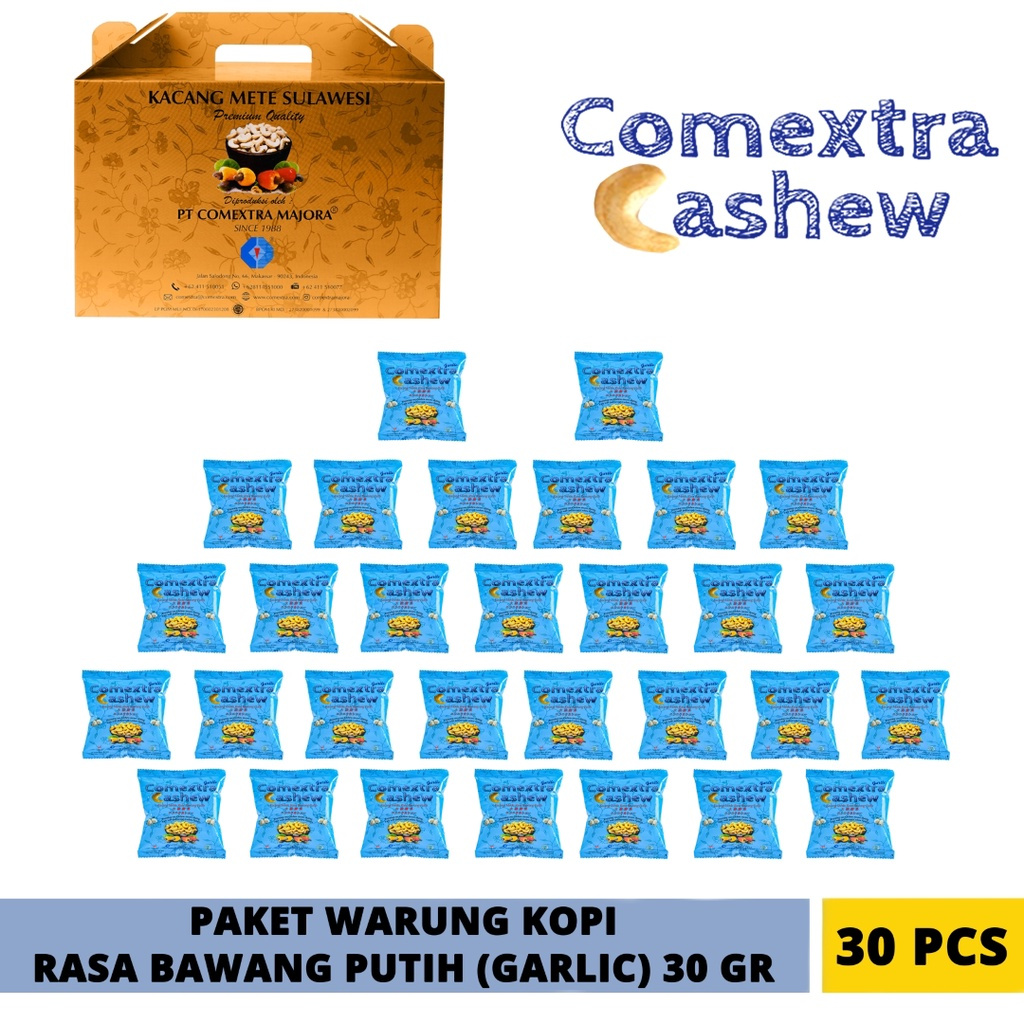 

Kacang Mede Comextra Cashew Goreng Bawang / Garlic 30 Gram x 30 Sachet - Mete Mente