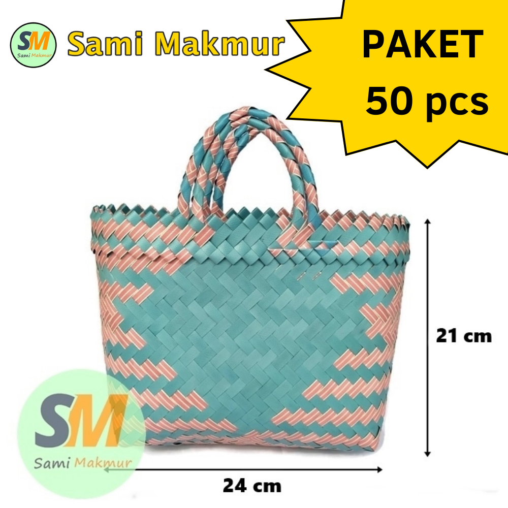 

PAKET 50 PCS !! Tas Anyaman Plastik LURIK KECIL (S) Murah