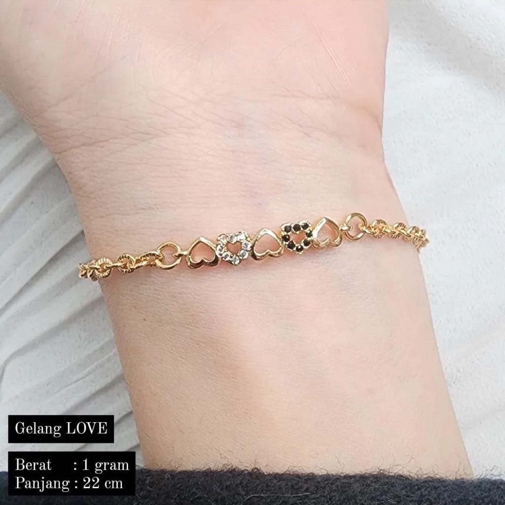 Gelang Love 1 gram Gelang Dewasa Emas Muda