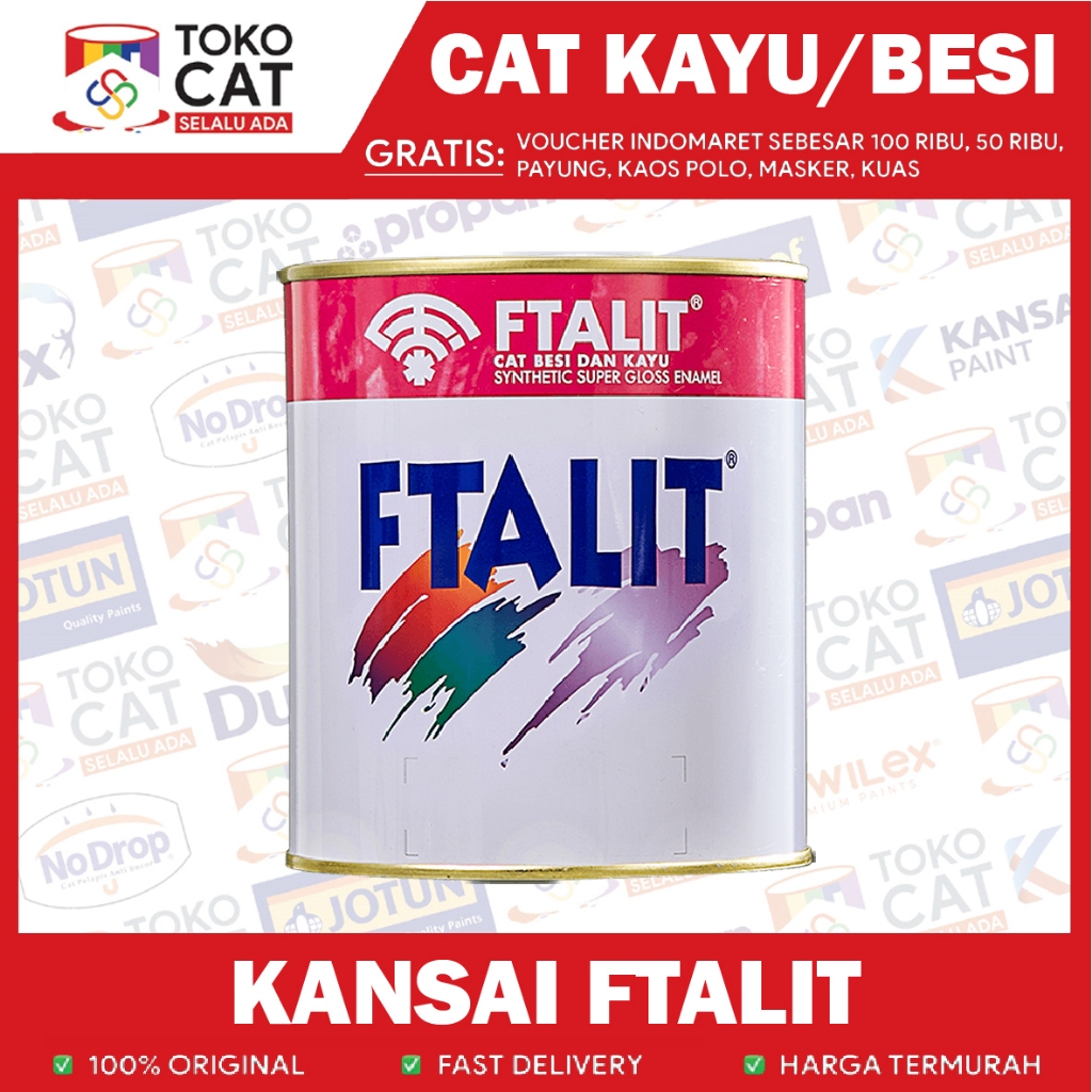 CAT MINYAK KAYU DAN BESI | FTALIT 1 KG WARNA SILVER KODE 998 | KEMASAN KALENG