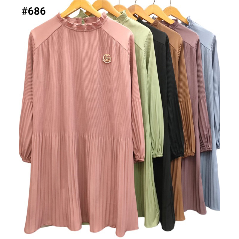 tunik plisket polos