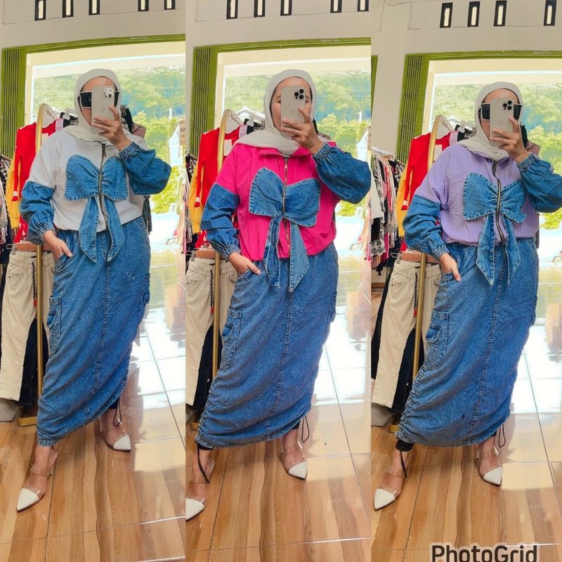 one set jeans pita kombinasi