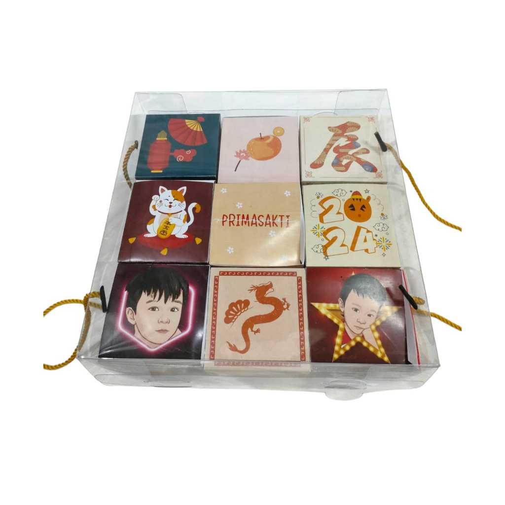 PRIMASAKTI - Custom Packaging Hamper Imlek 9 Mini Cubes + Mika Tali Box