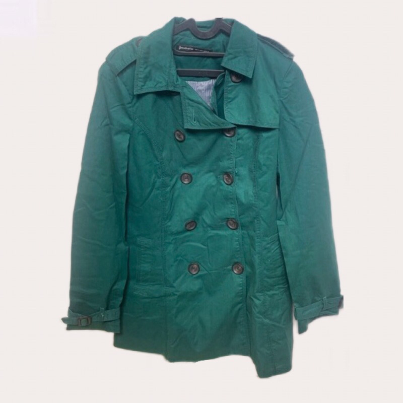STRADIVARIUS GREEN TRENCH COAT JUBAH JAS SWEATER MANTEL OUTER