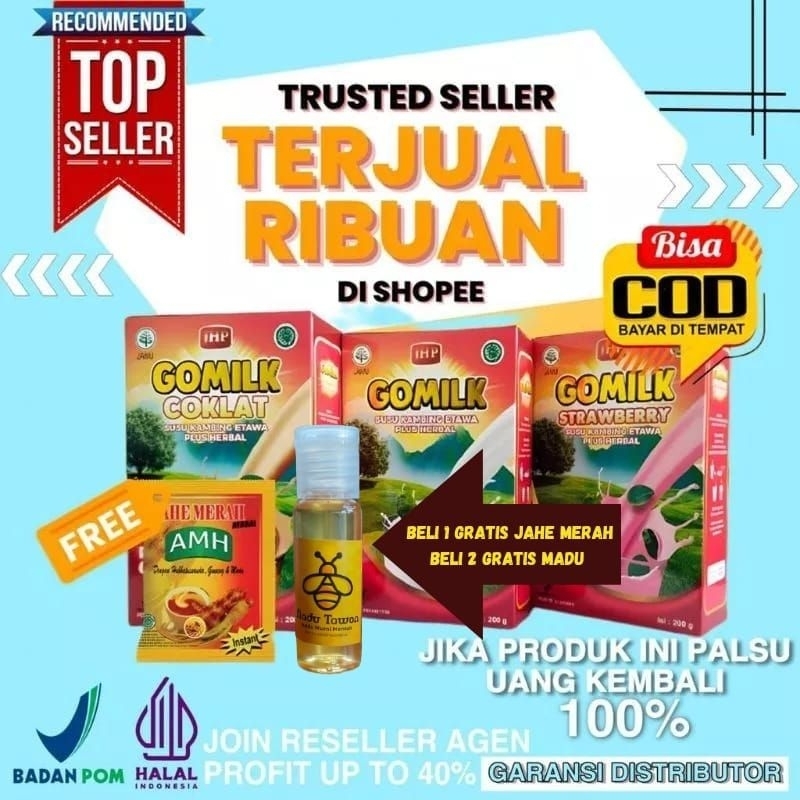

(GRATIS MADU) GOMILK SUSU KAMBING ETAWA HERBAL 200 GRAM