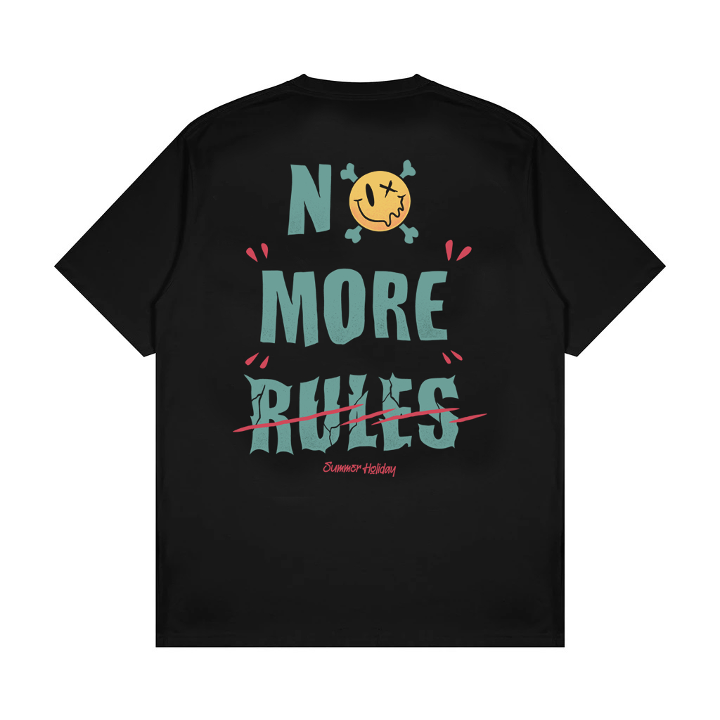 Kaos Pria Distro T shirt NO MORE RULES Wanita Katun Premium Summer Holiday Tshirt Original Cotton Co
