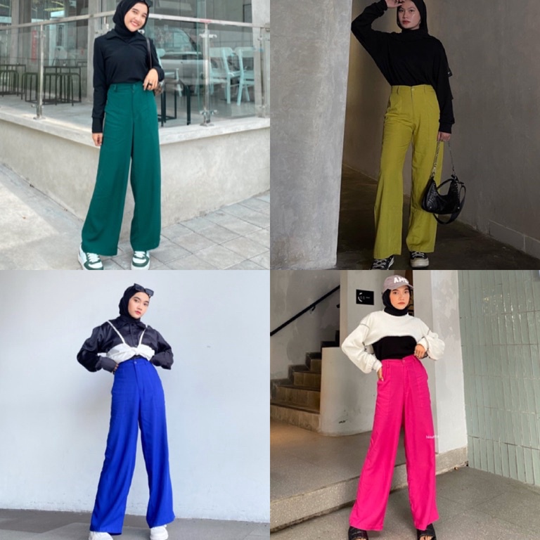 DISKON RX FASHION  KULOT HIGHWAIST YORA KANCING KATUN TWISTCONE  HAWAI RAYON PREMIUM  ABIGAIL LONG C