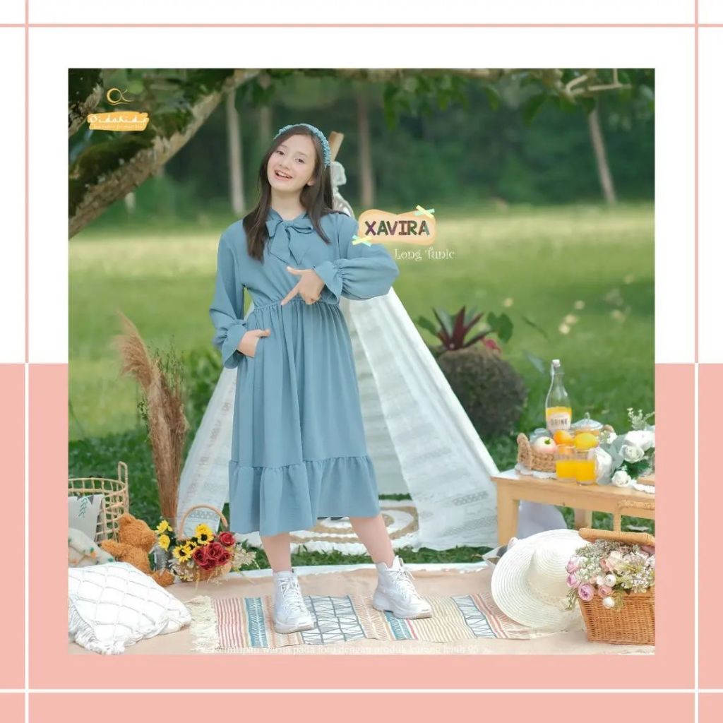 Pakaian Anak Perempuan Usia 11 - 13 Tahun / Baju Tunik Anak Matt Crinkle Airflow