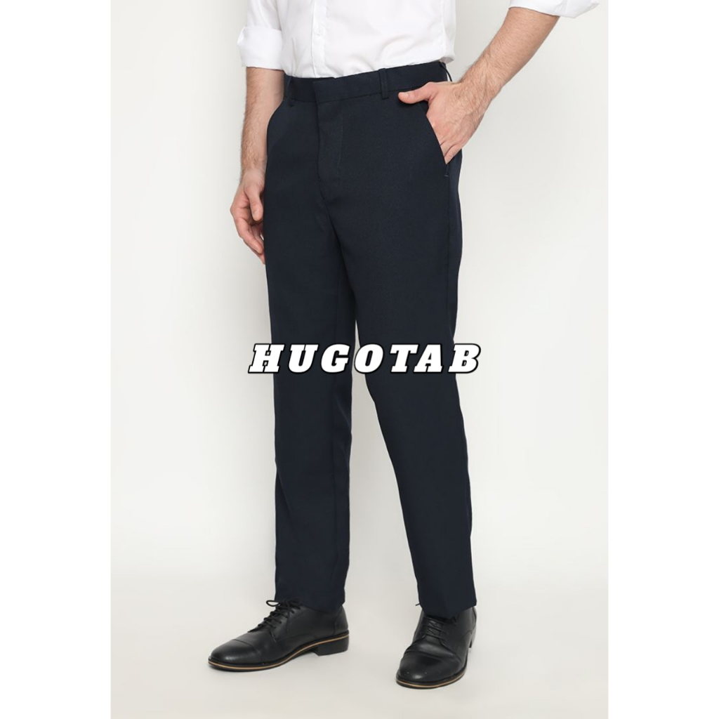 HUGOTAB - Dark Blue Trousers (celana bahan formal pria, reguler fit) | Celana Bahan Pria Reguler fit