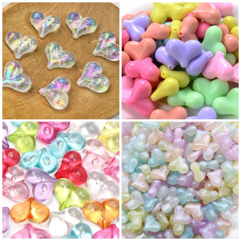 12 pcs Mote Love Besar Holo Bening - Love Pastel Besar