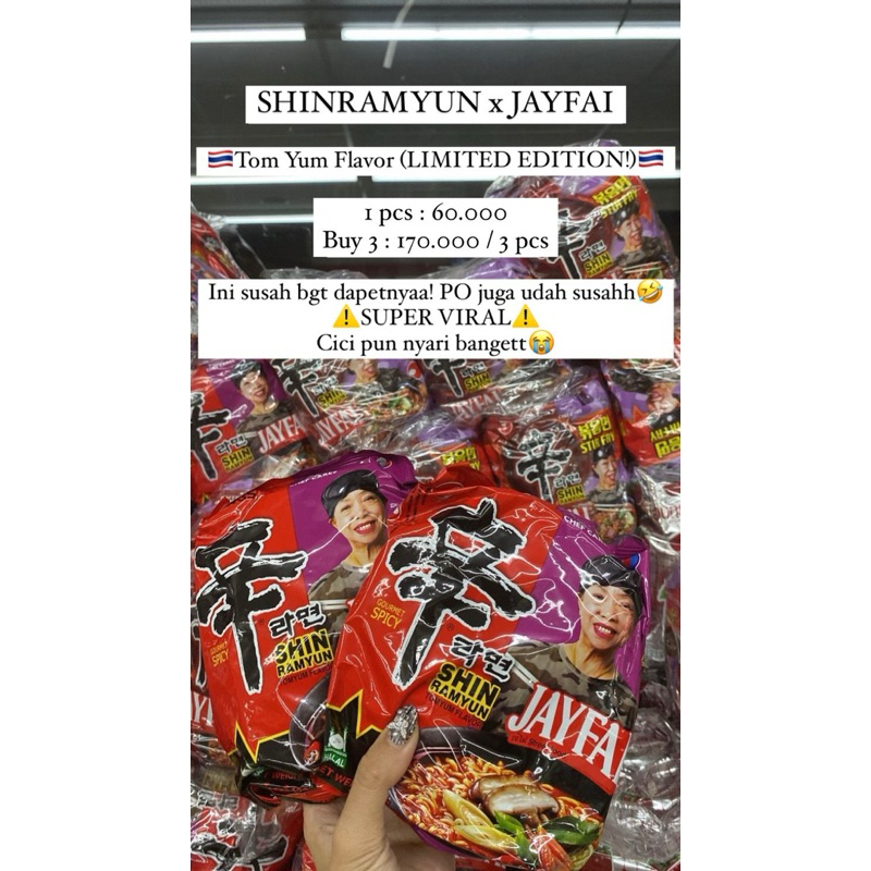 

PRE ORDER MIE TOMYUM VIRAL SHINRAMYUN X JAYFAI (RAMYUN THAILAND LISA BLACKPINK)