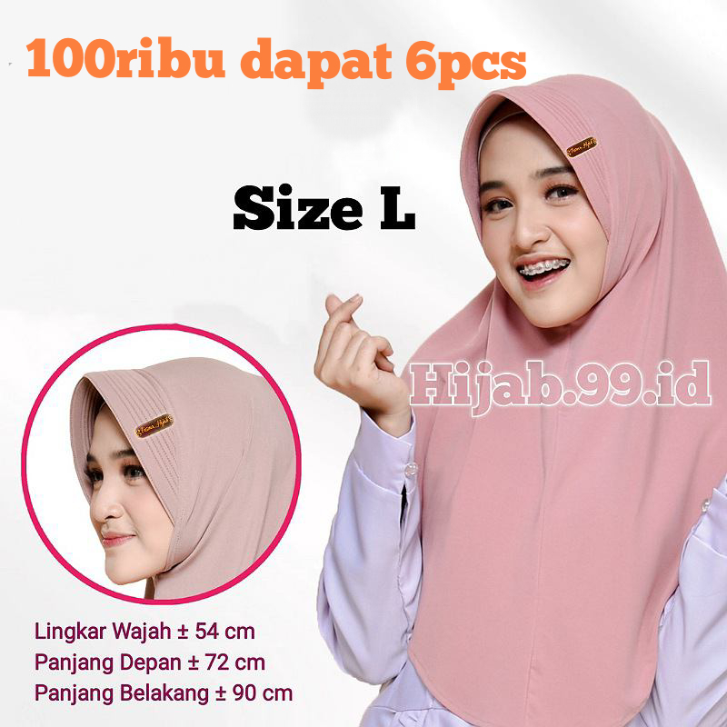 100ribu dapat 6Pcs hijab hamidah sport Pinguin size L berlabek Akrilik gold