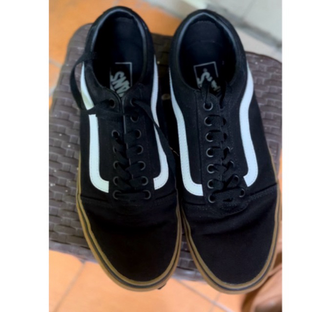PRELOVED ORIGINAL VANS Old Skool Black Gum List White with box lebaran hampers