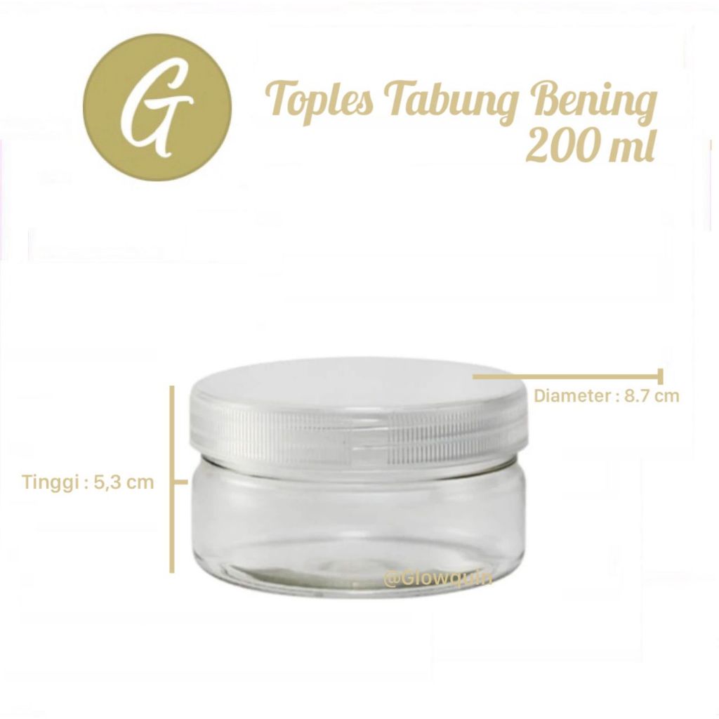 Toples tabung 200 ml toples silinder 200 ml toples plastik 20 pcs