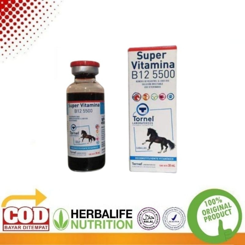 Super Vitamina B12 5500 Logo Kuda Obat Vitamin Tonic Injeksi Doping Ayam, Kuda, Burung Dll