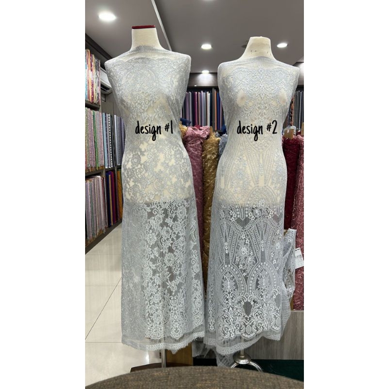 Bahan Kebaya Kain Brokat Semi Prancis Benang Metalic