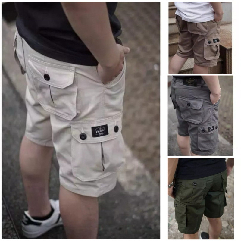 Celana Cargo Pendek Pria Bahan Stretch Melar Kain Tebal Premium