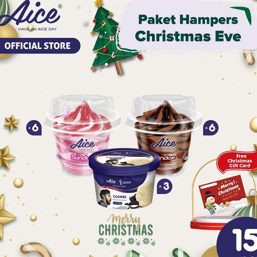 

TTFJ9529 Terbaru Paket Hampers Christmas Eve Aice Ice Cream Spesial Hampers Natal