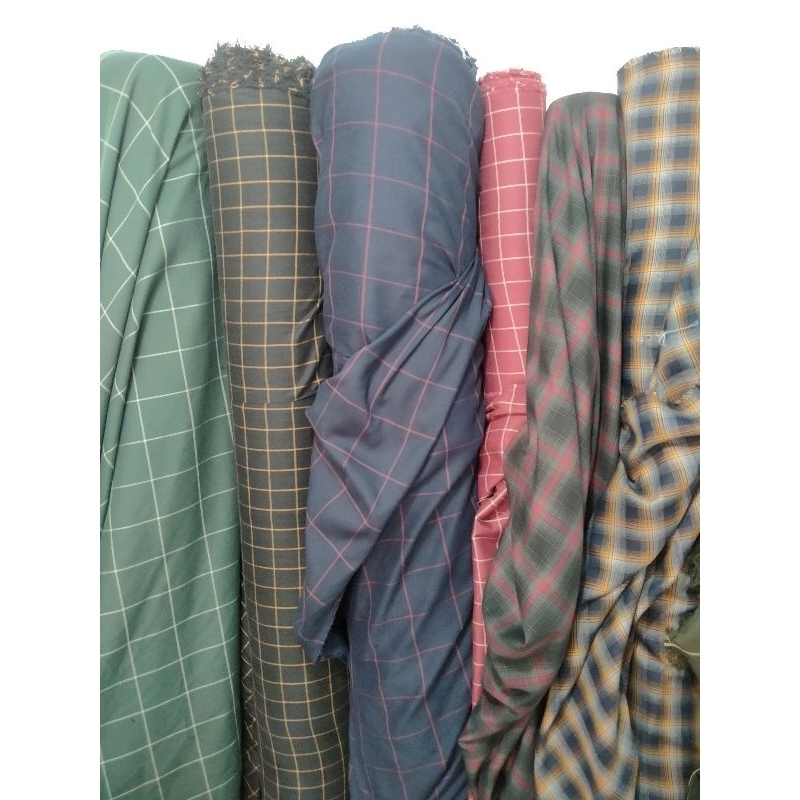 Kain Meteran Flannel Motif Kotak Tebal Dan Lembut