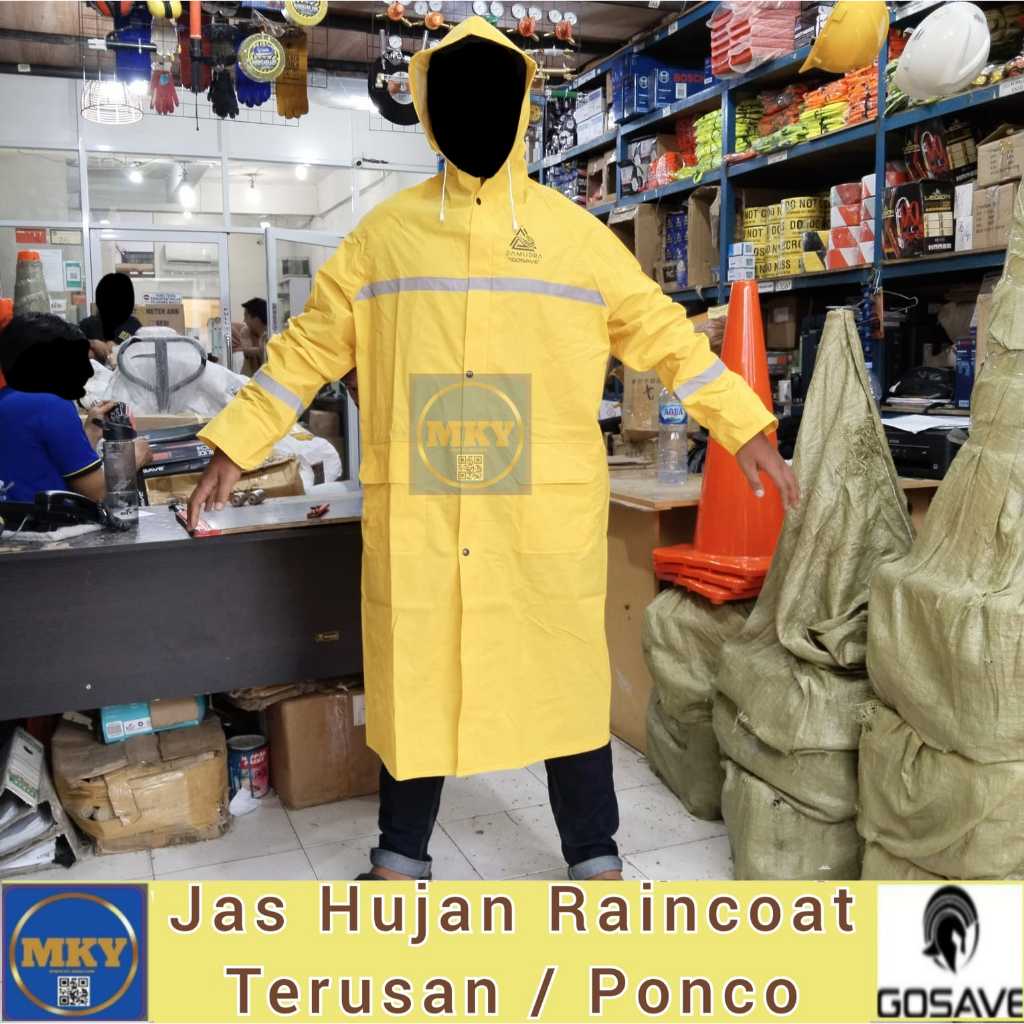 JAS HUJAN PRIA WANITA TERUSAN XXL / PONCO BAHAN PVC ORIGINAL BY GOSAVE / Raincoat Samudra Jas Hujan 