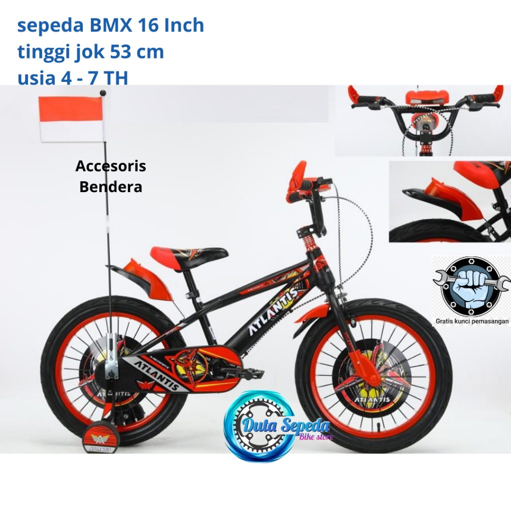 sepeda anak laki laki  BMX 18 inch ( 5 -7 tahun ) atlantis