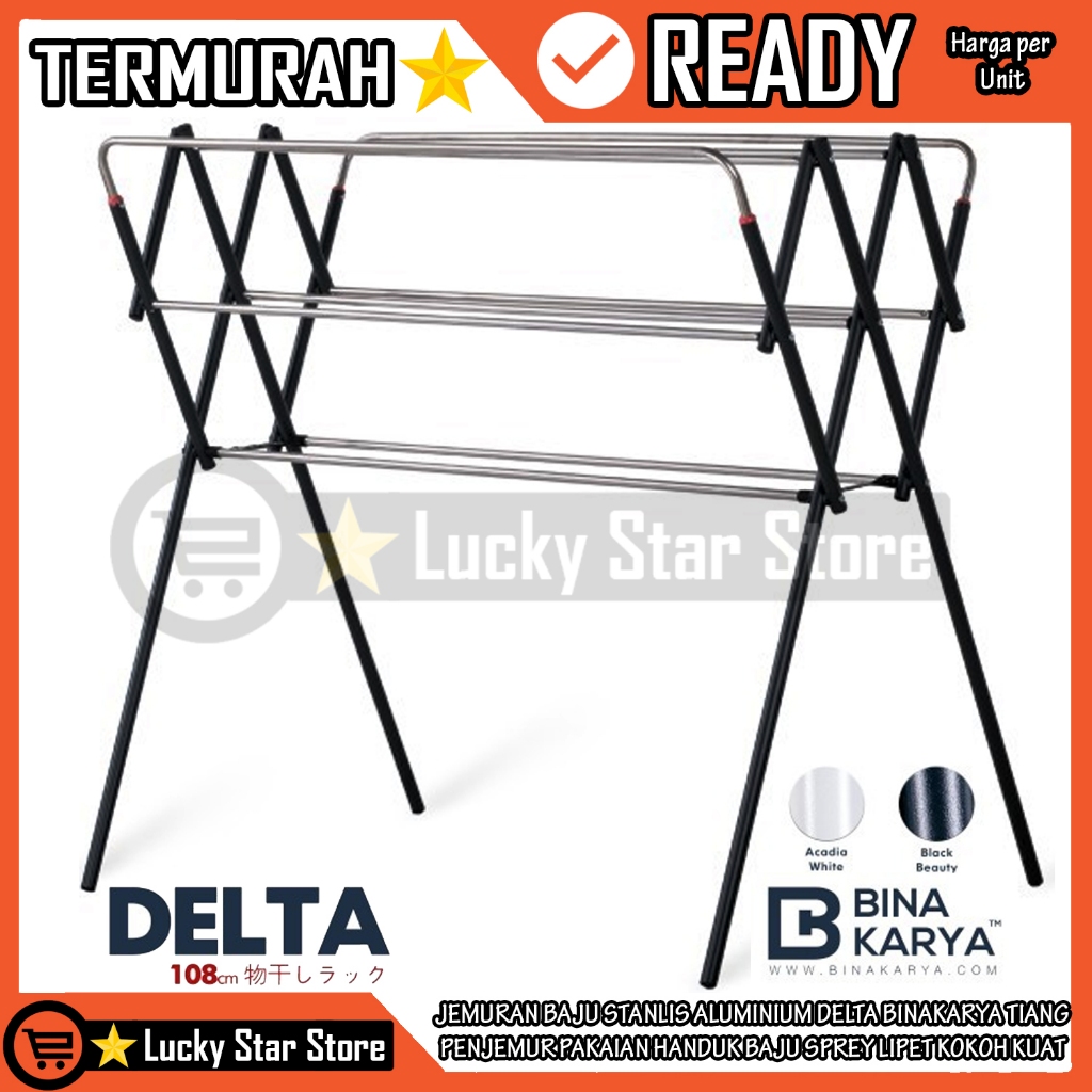 Jemuran Rak Jemur Baju Stanlis Aluminium Delta Binakarya Tiang Penjemur Pakaian Handuk Chrome Silver