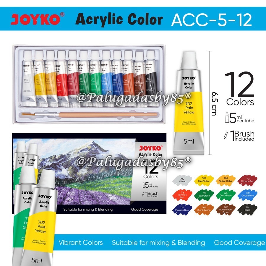 

(1 Set Isi 12 Warna) GROSIR Cat Akrilik JOYKO ACC-5-12 5 ML 12 Warna / Cat Akrilik Acrylic Color Joyko ACC-5ML-12 / Cat Acrylic Joyko AC-5ML-12 / Joyko ACC-5 ML ACC-5ML