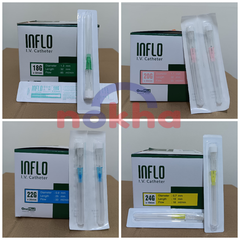 IV Catheter 18g 20g 22g 24g Ecer Onemed Inflo