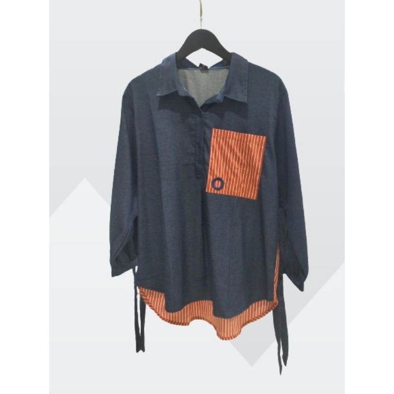 Kemeja Wanita Kombinasi Jeans Katun - 636