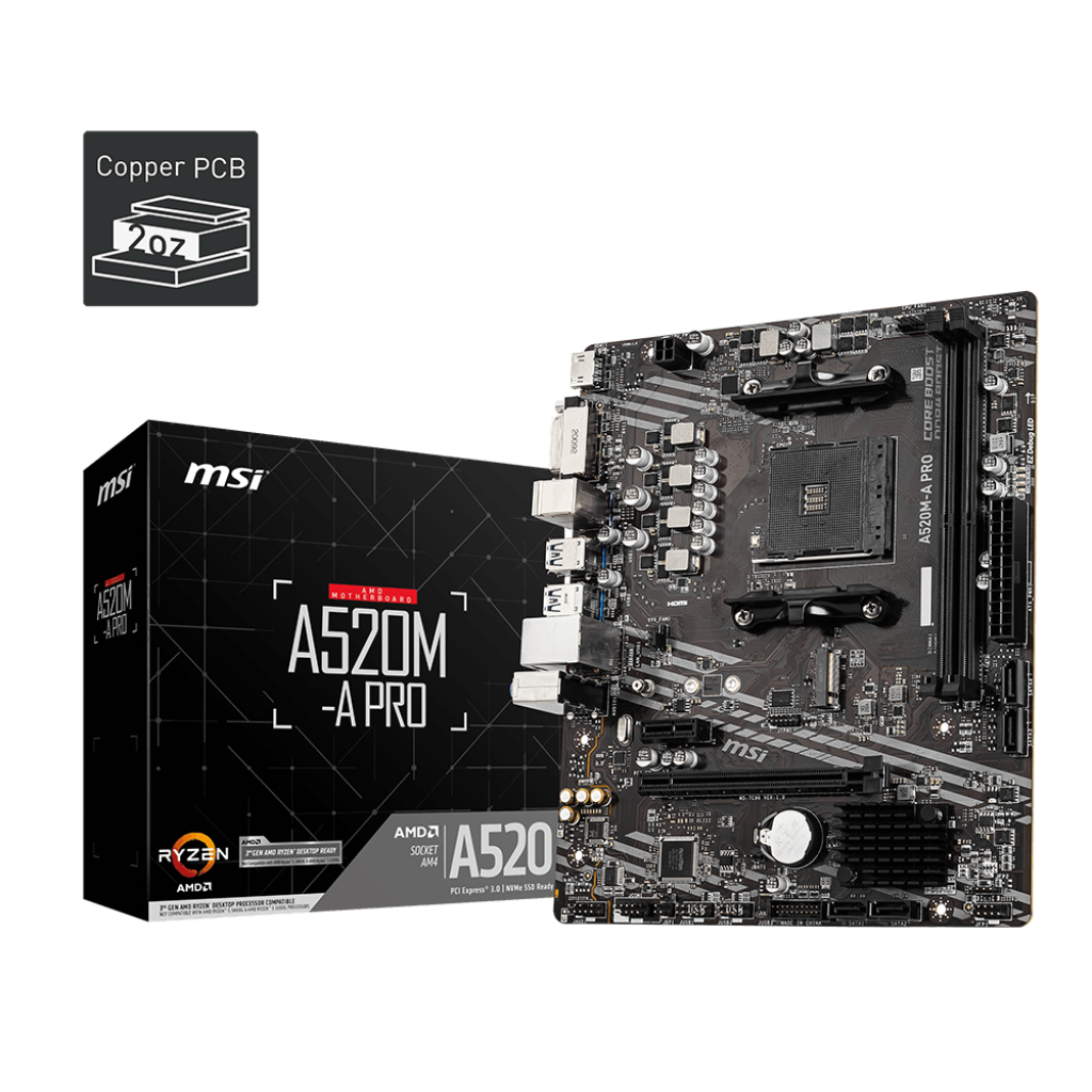 Motherboard Mobo MSI A520M-A PRO AM4 DDR4 Micro M-ATX A 520 A520 M