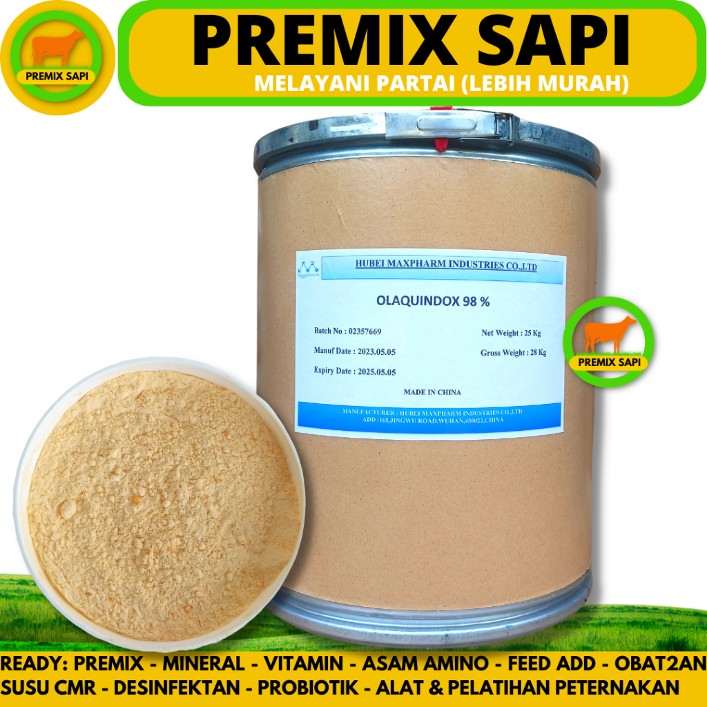 OLAQUINDOX 98% 1 KG - AGP Broiler Ayam Pedaging Layer Petelur Babi Pemacu Pertumbuhan