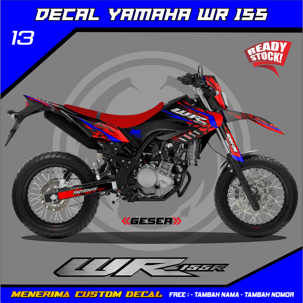 Dekal Sticker Yamaha Wr 155 Supermoto Full Body Merah