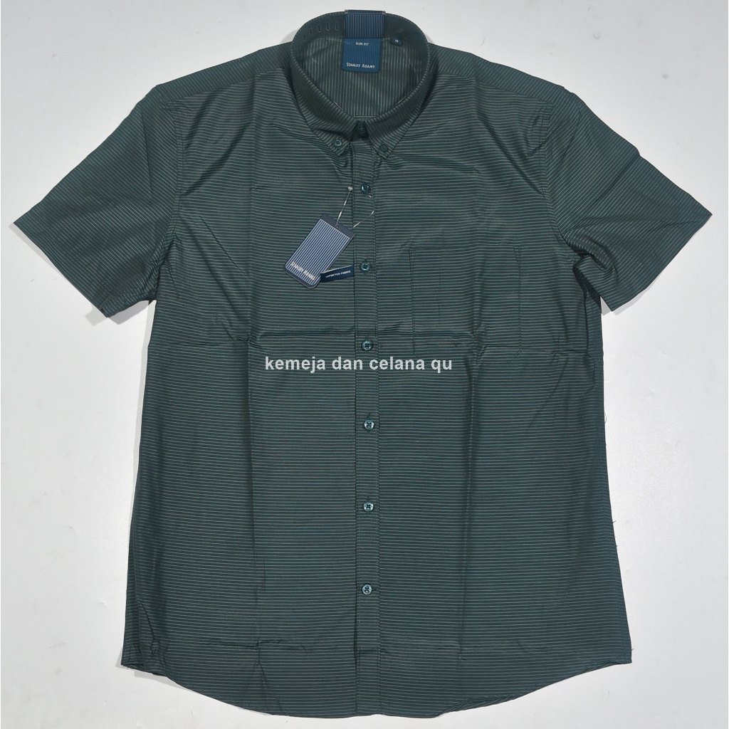 Kemeja STANLEY ADAMS Motif Stripe Hijau Stripes Kemeja Kantor Baju Kerja Casual Kemeja Garis Cowo Tr
