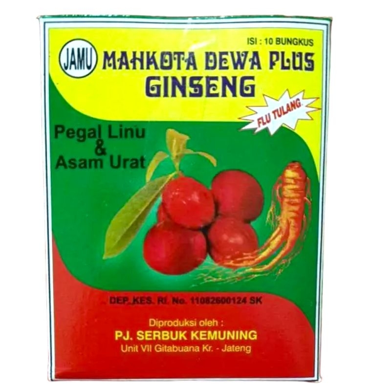 jamu mahkota dewa plus gingseng pegal linu asam urat