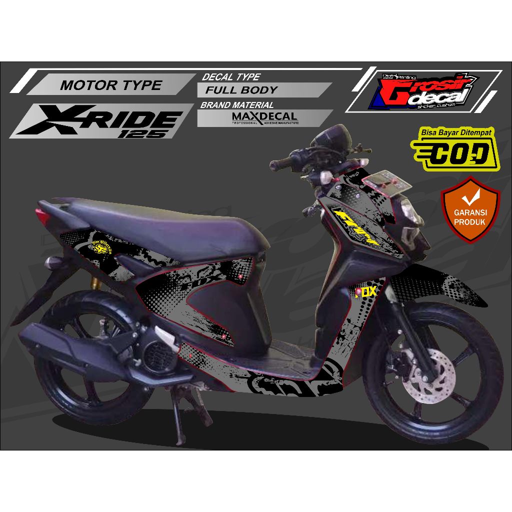 Decal Sticker Stiker Yamaha X Ride 125 Hitam Abu Full Body Bisa Reques Bebas
