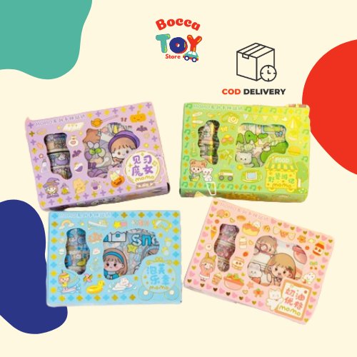 

《BOCCA》 Mainan Anak Sticker Stiker Momo Roll Stationary Stiker Viral 1 Box isi 4 Roll 10 Sticker