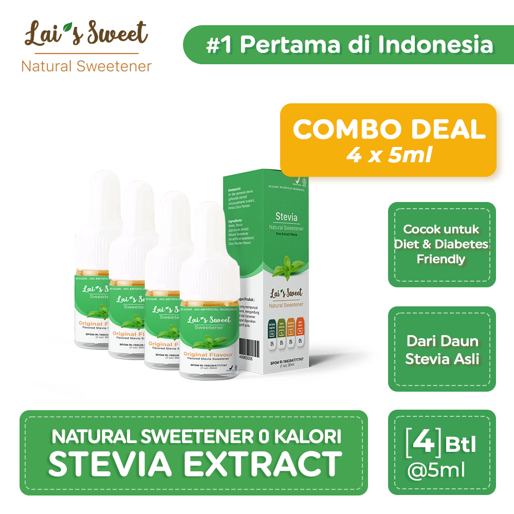 

Lais Sweet Stevia 5ml x 4 Botol - Gula Diet