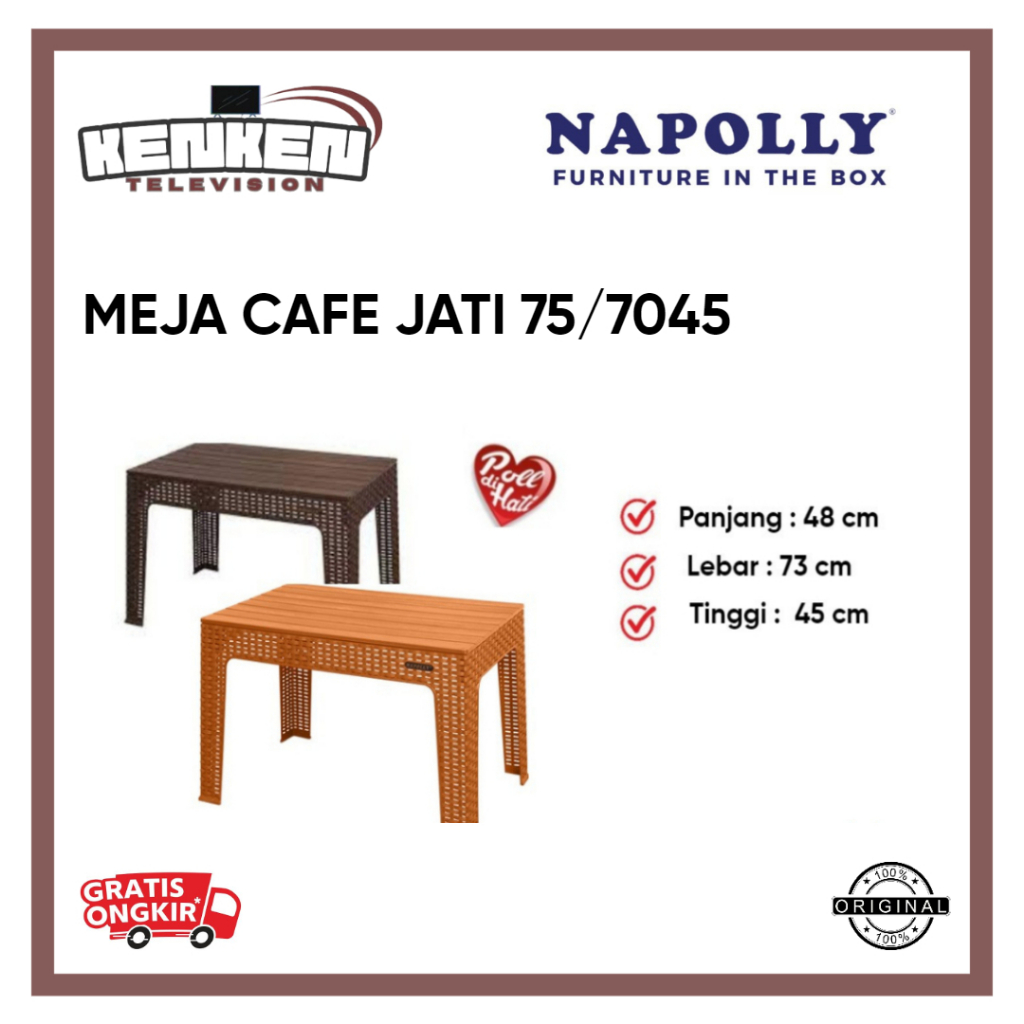Meja Plastik Cafe Napolly 75/7045 Meja Napolly Plastik Meja Cafe Napolly Jati