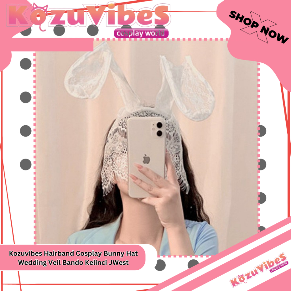 Kozuvibes Hairband Cosplay Bunny Hat Wedding Veil Bando Kelinci JWest