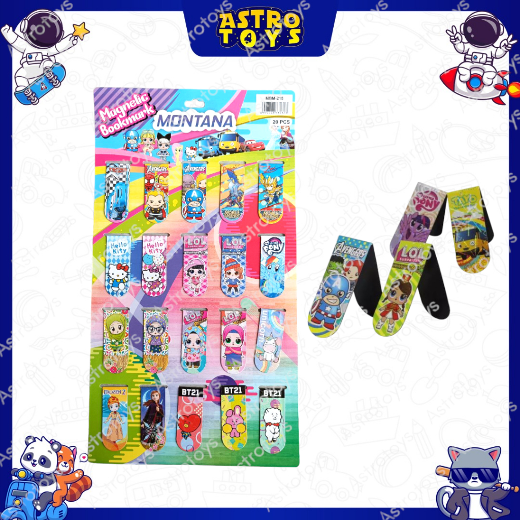 

Pembatas buku Anak Magnet Karakter Lucu isi 20pc Montana Magnetic Bookmark