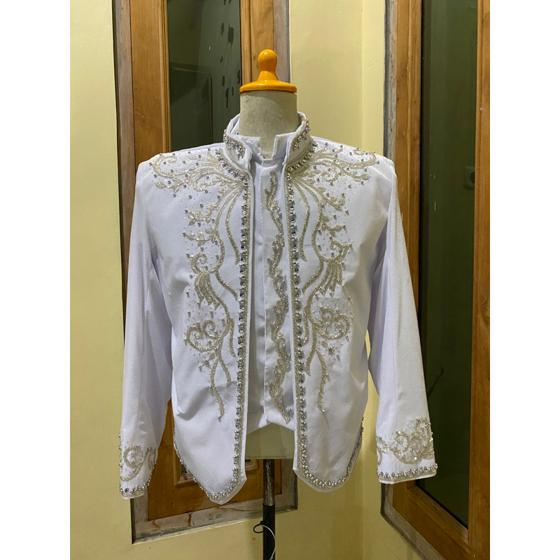 Beskap Bludru Putih Jawa || Beskap Jawa Bludru || Beskap Putih Jawa || Beskap Putih Bludru