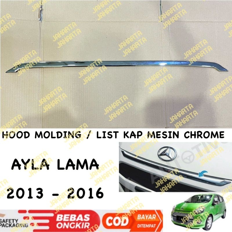 Hood molding Ayla Lama 2013 2016 List Kap Mesin Chrome  .