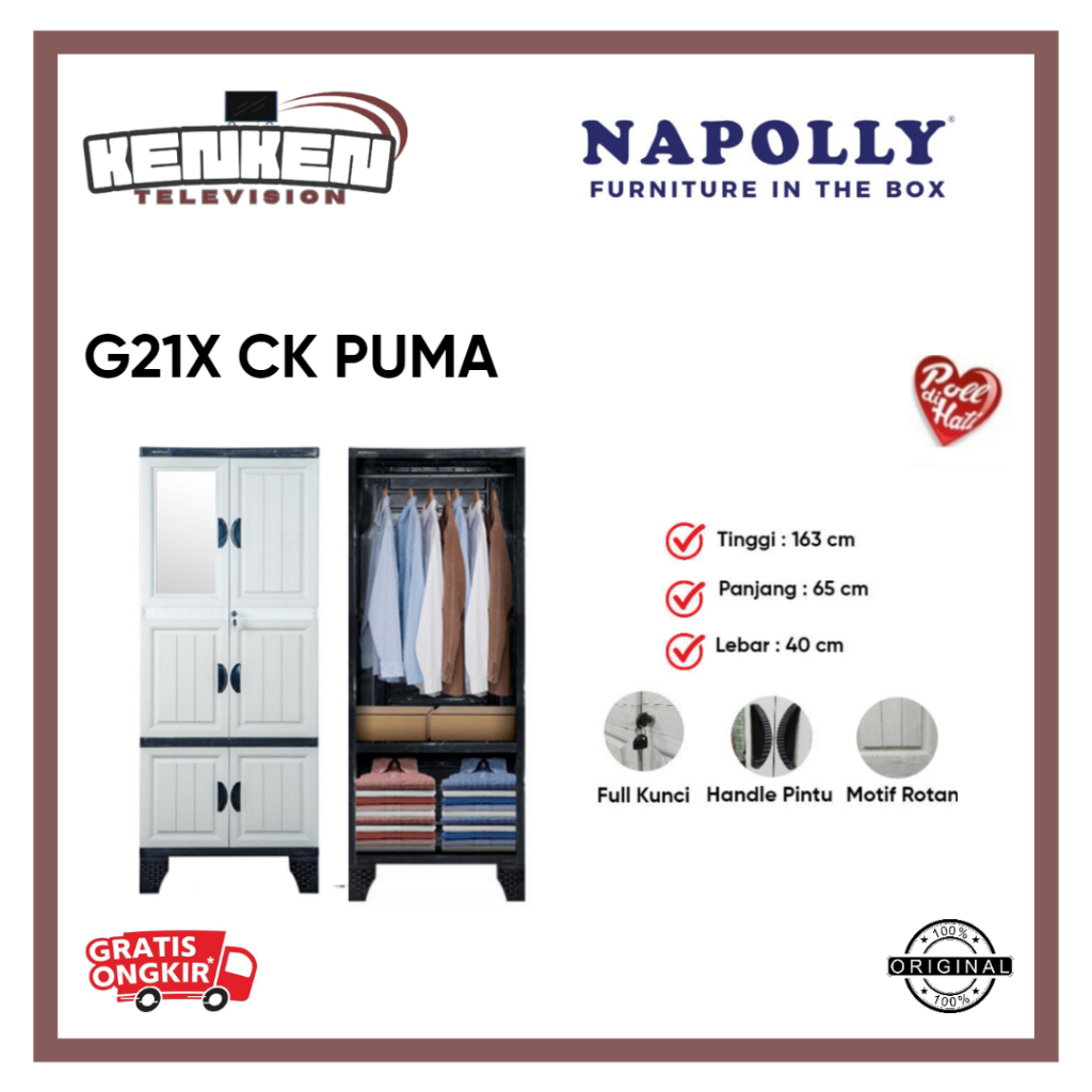Lemari Plastik Napolly BCBC - G21X. CK Lemari Pakaian Napolly Lemari Plastik Napolly
