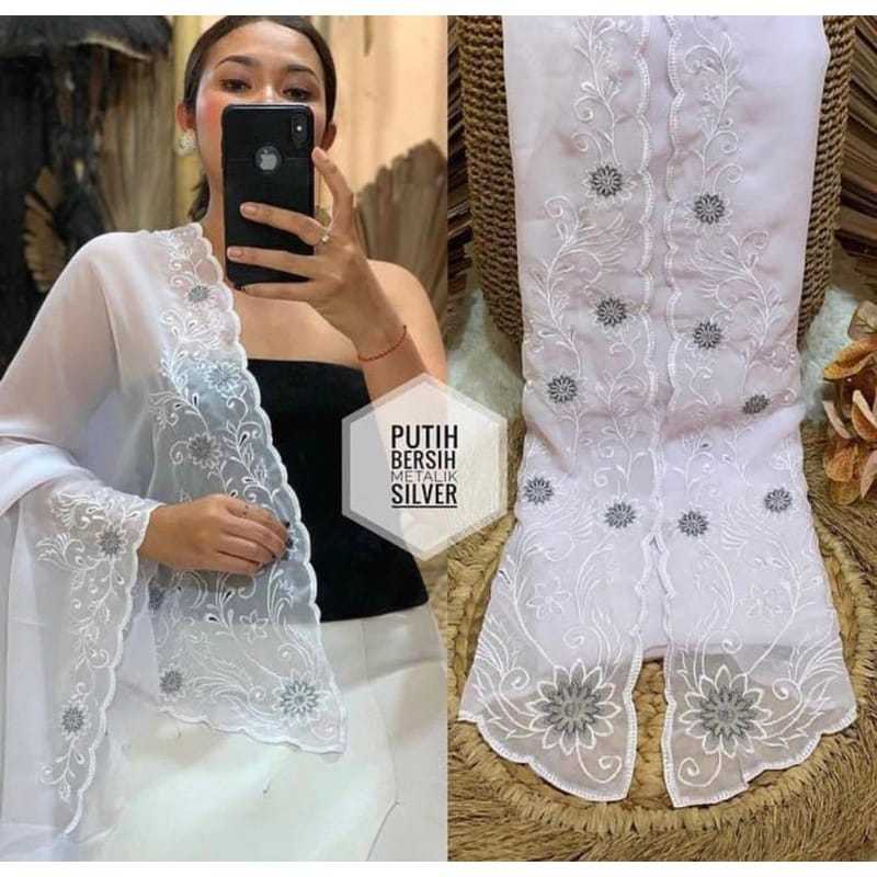 KAIN KEBAYA BORDIR PUTIH