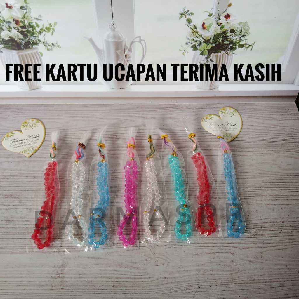 (Isi 100pcs) SOUVENIR TASBIH KECIL WARNA BENING 33 BUTIR MURAH FREE KARTU UCAPAN
