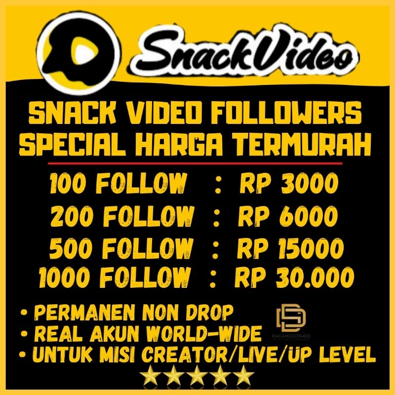Pengikut Followers Snack Video Non Drop