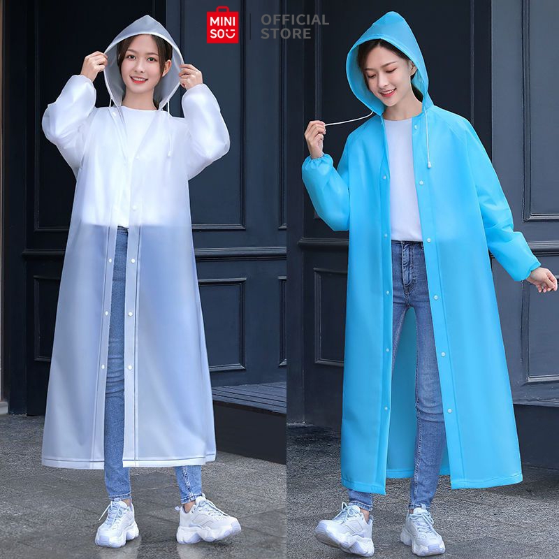 Miniso X Jas Hujan Plastik TransparancJas Hujan Praktis Raincoat Stelan Baju Regular Classic Adult R