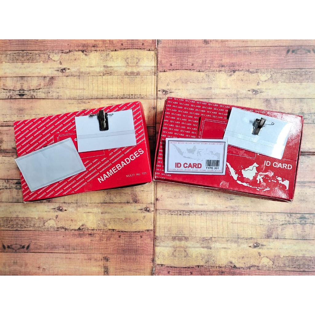 

50 Pcs Name Tag Multi - Tanda Peserta + Peniti + Jepit buaya - Namebadges Dos Merah