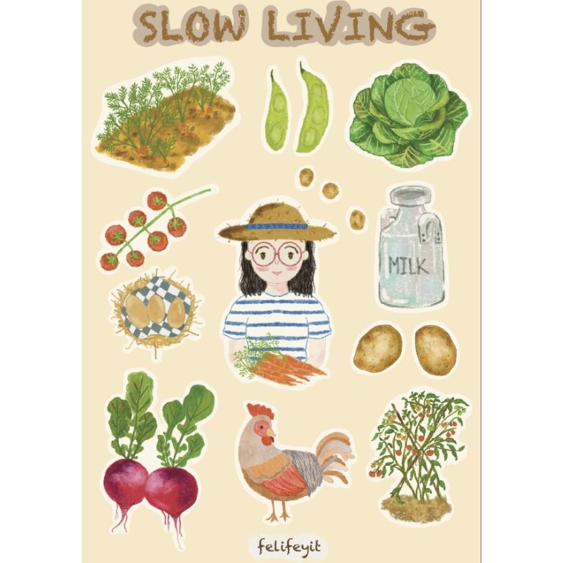 

SLOW LIVING STICKERS SHEET